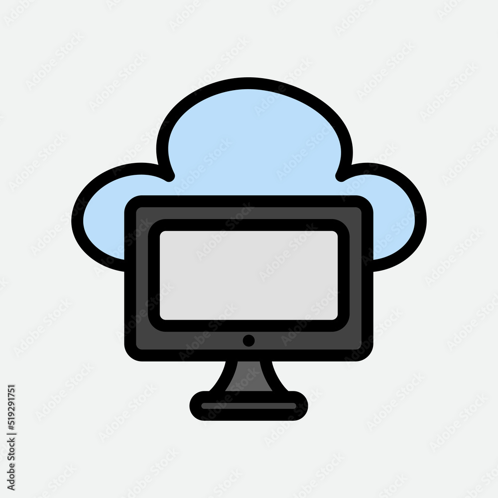Computer icon in filled line style about cloud computing, use for website mobile app presentation Computer icon in filled line style about cloud computing, use for website mobile app presentation