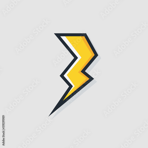 Vector electric power icon for electric lightning bold logotype, poster, t shirt. Thunder icon. Storm pictogram. Flash light sign. 10 eps