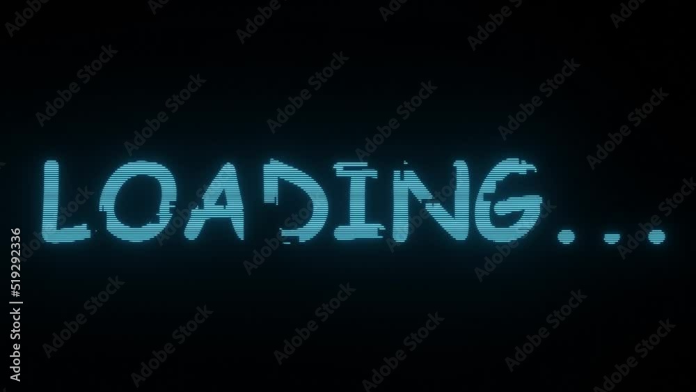 Loading flashing text Effect isolated on black background. Trendy Distortion Effect. progress, waiting for interface