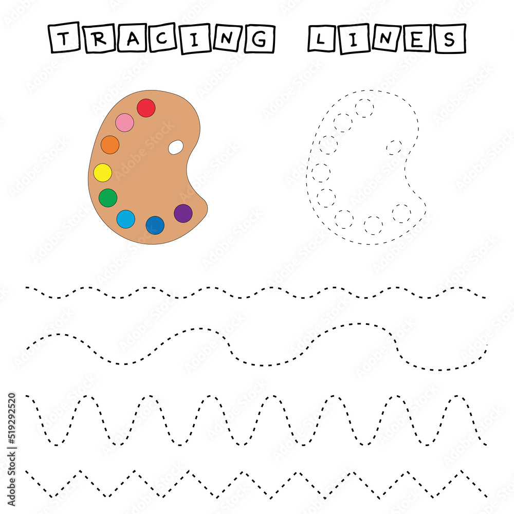 Developing an activity for children, the tracing  the lines of watercolor. Logic game for children.