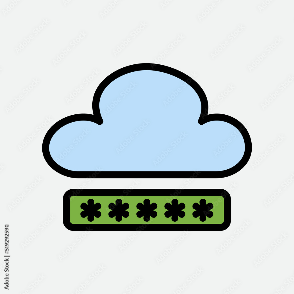 Password icon in filled line style about cloud computing, use for website mobile app presentation Password icon in filled line style about cloud computing, use for website mobile app presentation