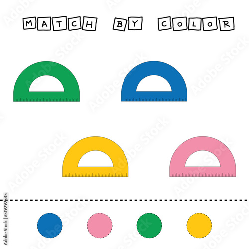 worksheet vector design  challenge to connect the rullers with its color. Logic game for children.