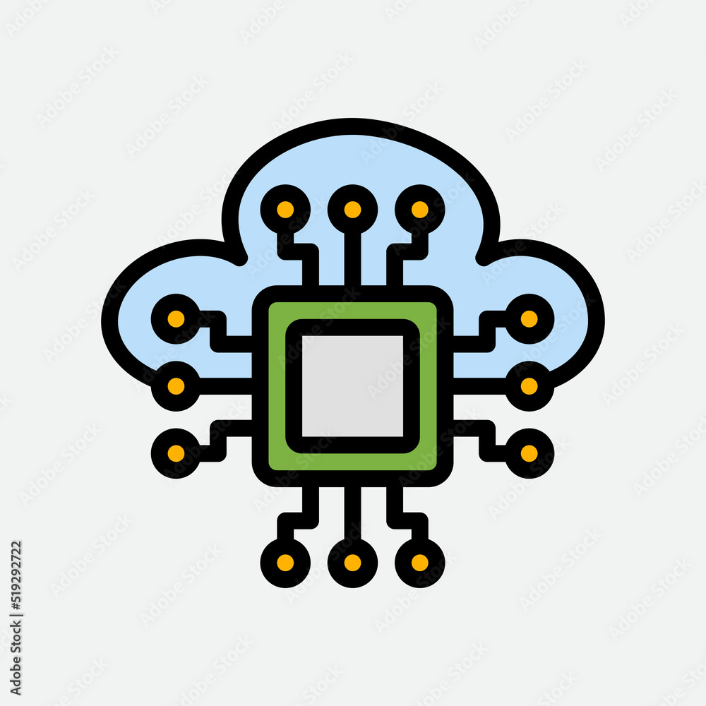 Processor icon in filled line style about cloud computing, use for website mobile app presentation Processor icon in filled line style about cloud computing, use for website mobile app presentation