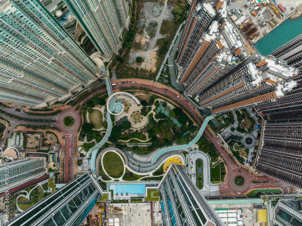 Top view of Hong Kong residential apartment