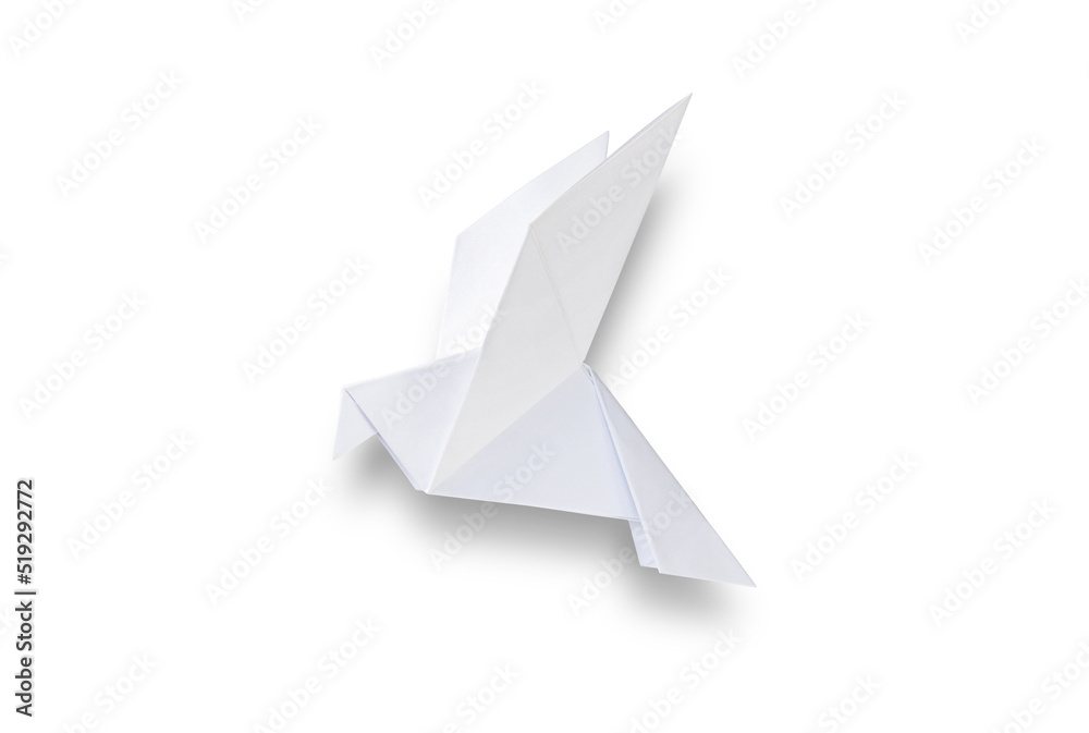 Paper dove origami isolated on a white background - obrazy, fototapety, plakaty 