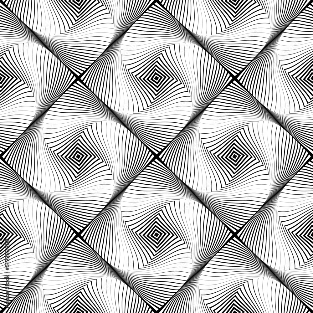 Abstract Seamless Op Art Pattern. Lines texture.