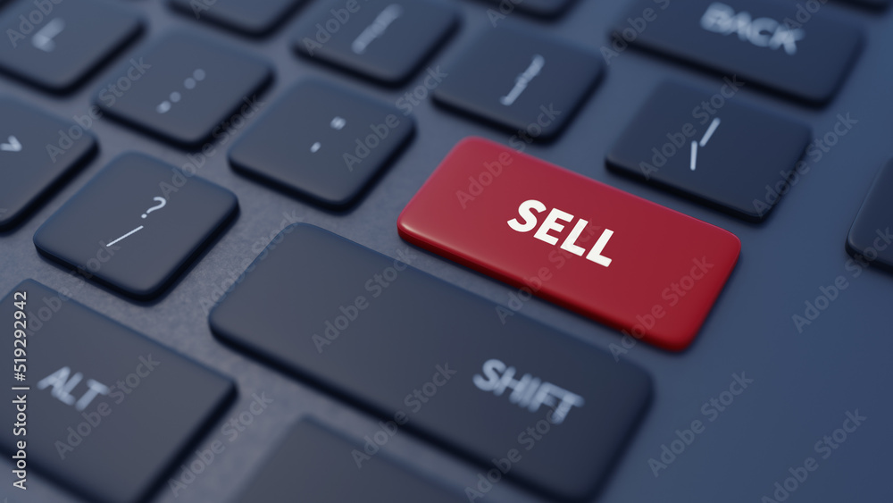 The text sell is on the keyboard, 3d rendering The text sell is on the keyboard, 3d rendering