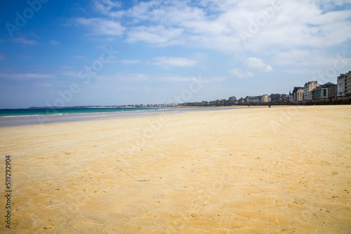 Saint-Malo beach and city, brittany, France