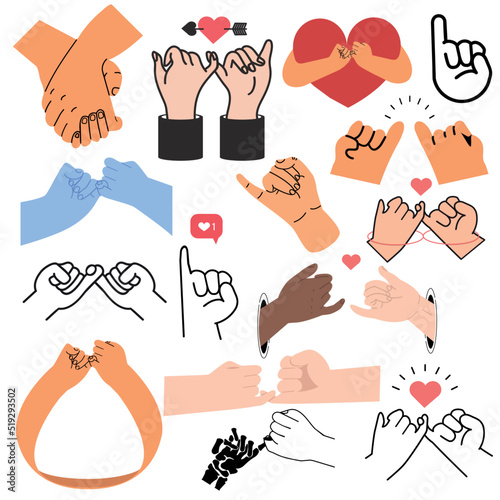 Hand line promise flat design  icon set