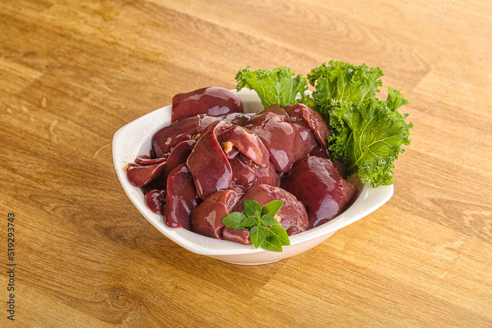 Raw chicken liver in the bowl Raw chicken liver in the bowl