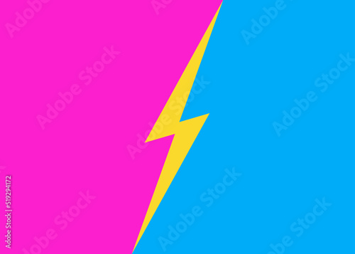 Versus lightning background pink cyan color style. Sport banner, competition, contest, match game, announcement of two fighters, battle. VS concept pop art comic style. Vector 10 eps