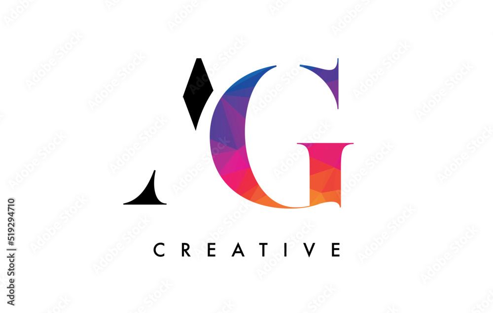 AG Letter Design with Creative Cut and Colorful Rainbow Texture AG Letter Design with Creative Cut and Colorful Rainbow Texture