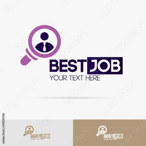 Best job sign vector set isolated on background for hiring, headhunter website, recruitment, employment agency, hr, recruiting concept. Search man icon. Employee symbol. 10 eps