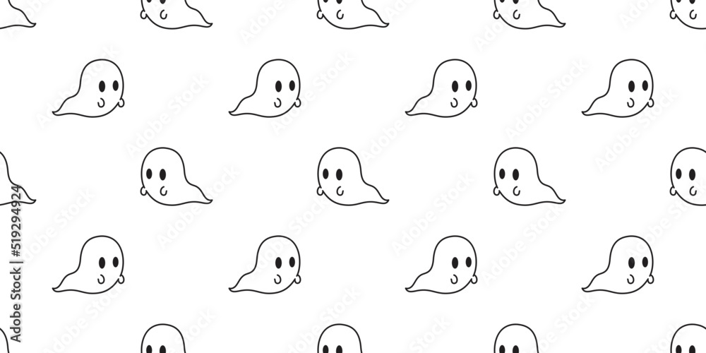 Ghost seamless pattern Halloween spooky vector scarf isolated repeat wallpaper tile background devil evil cartoon illustration doodle gift wrap paper design