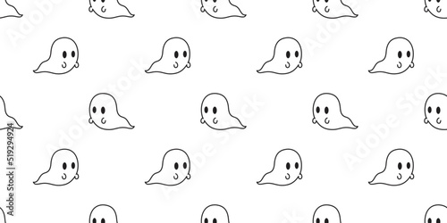 Ghost seamless pattern Halloween spooky vector scarf isolated repeat wallpaper tile background devil evil cartoon illustration doodle gift wrap paper design