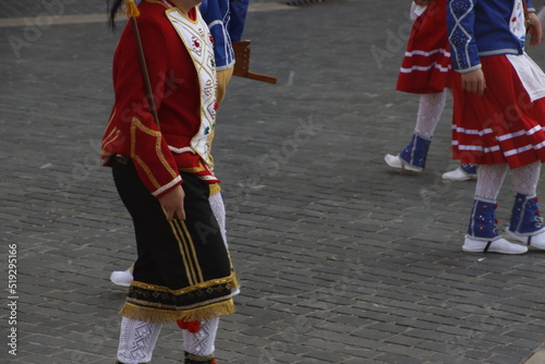 Traditional Basque dance in the street