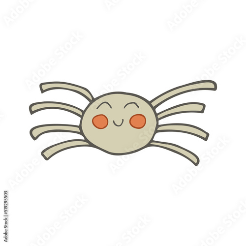 Halloween 2022 - October 31. A traditional holiday, the eve of All Saints Day, All Hallows Eve. Trick or treat. Vector illustration in hand-drawn doodle style. Funny cute spider.