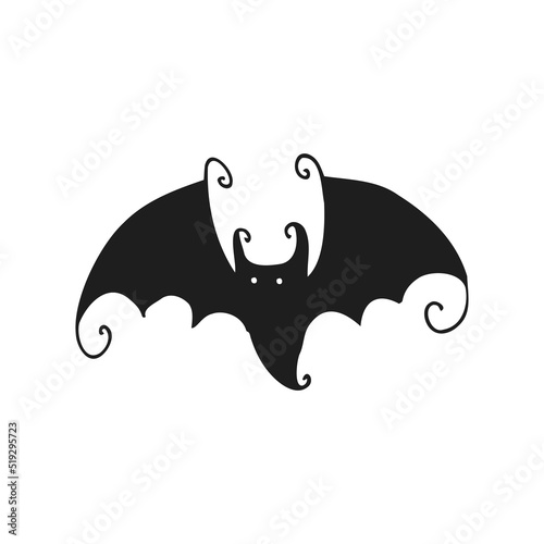 Halloween 2022 - October 31. A traditional holiday, the eve of All Saints Day, All Hallows Eve. Trick or treat. Vector illustration in hand-drawn doodle style. Bat.