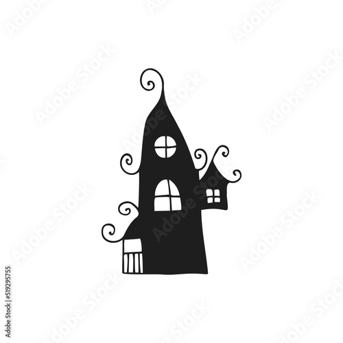 Halloween 2022 - October 31. A traditional holiday, the eve of All Saints Day, All Hallows Eve. Trick or treat. Vector illustration in hand-drawn doodle style. Beautiful holiday house.