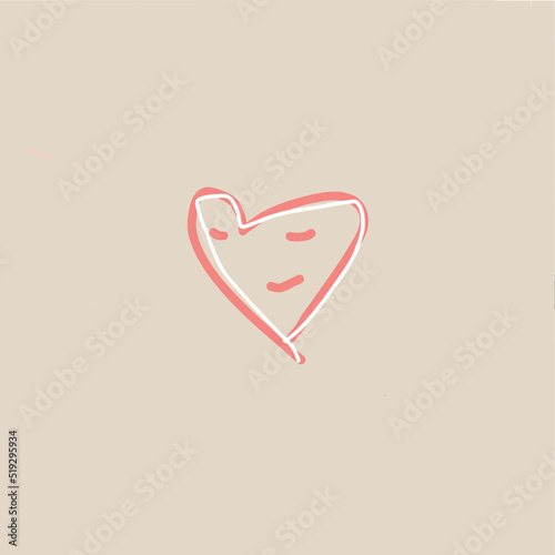 Drawing of a cute heart with a smile and closed eyes.