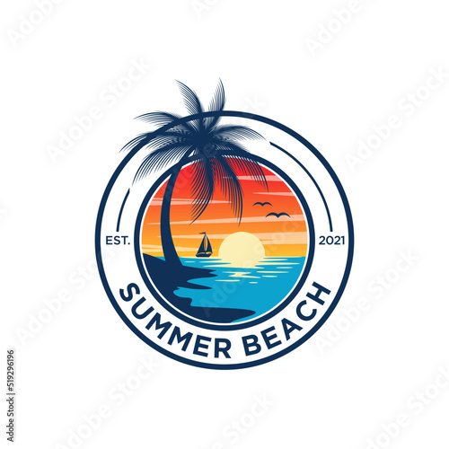 summer beach logo vector illustration