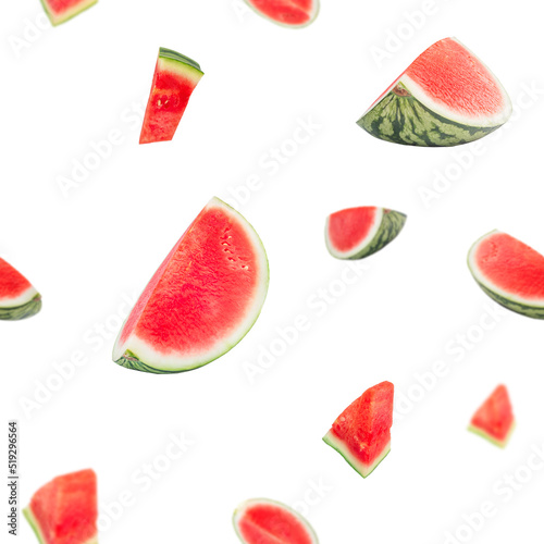 Seamless pattern fresh pieces of watermelon