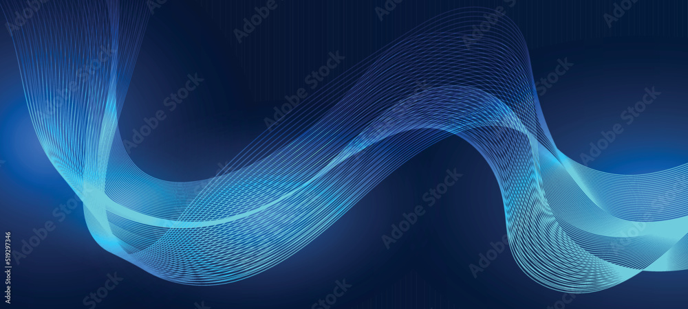 Abstract blue background with flowing lines. Dynamic waves. vector ...