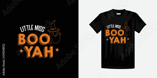 Little miss boo yah halloween lettering for t shirt design