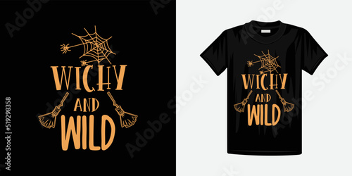 Wichy and wild halloween lettering vector for t shirt design