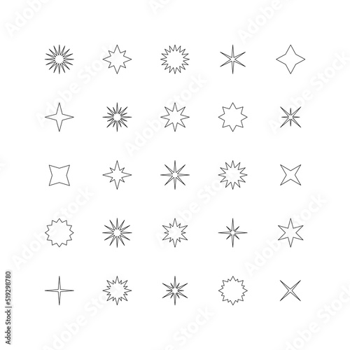 Set of stars line icons. Collection of design elements. Decorative symbols. Vector illustration. 