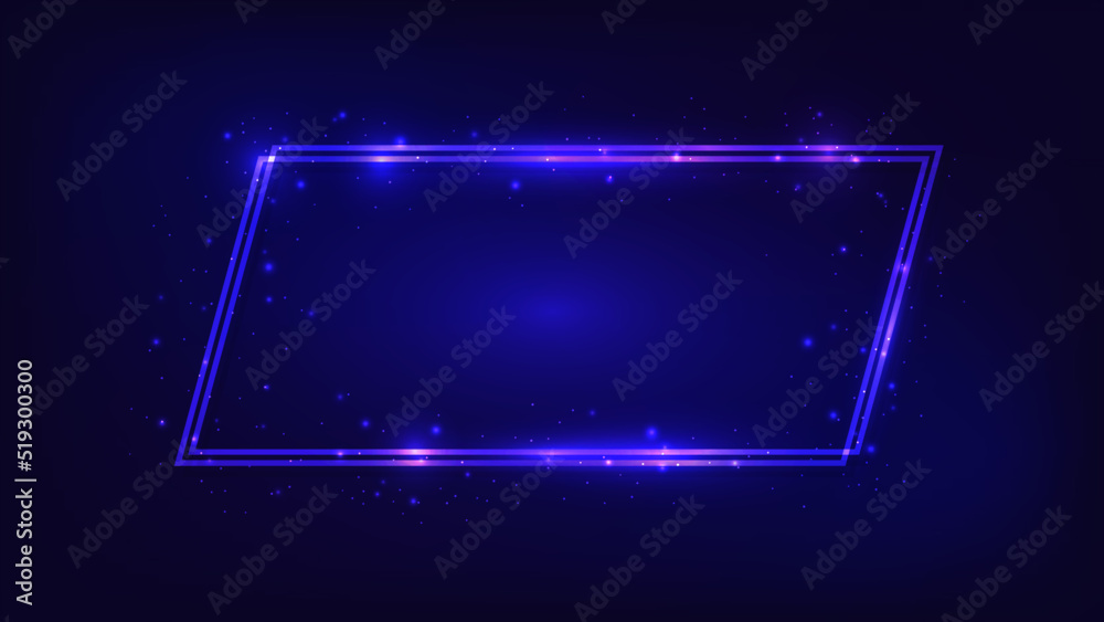 Obraz premium Neon double quadrangle frame