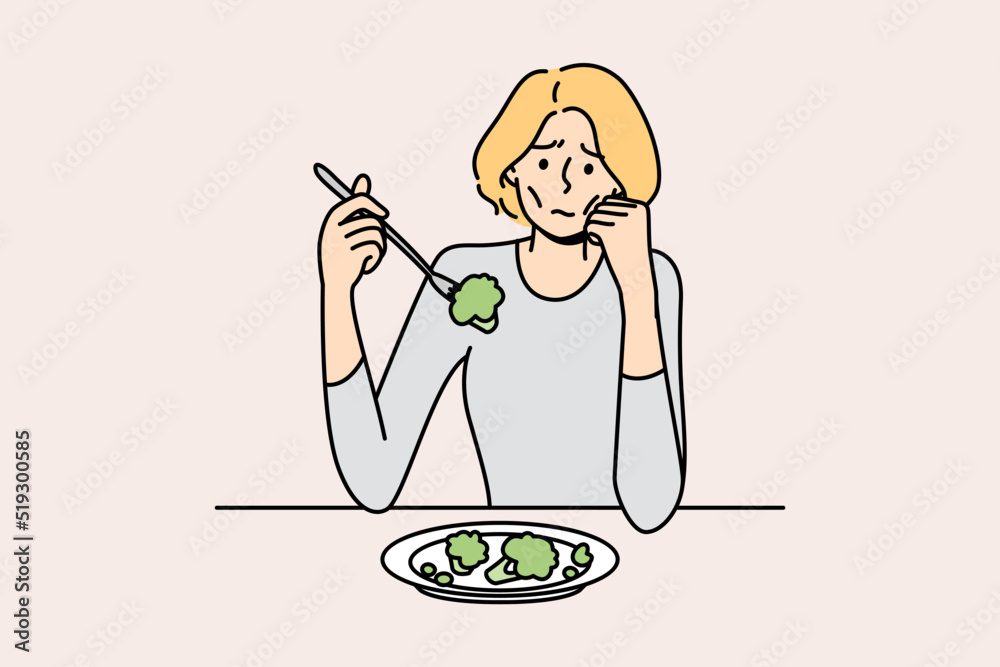 Ταπετσαρία Unhappy anorexic woman suffer eating food