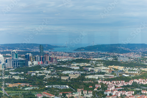 Cityscape of Istanbul city from sky. aerial view of the Buildings and roads of Istanbul