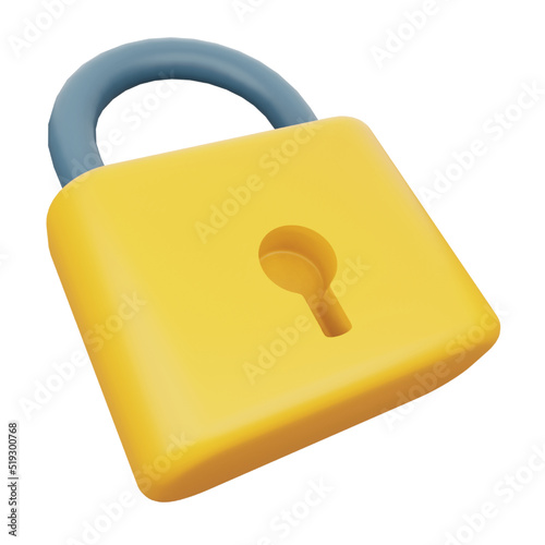 Lock security 3d rendering isometric icon.