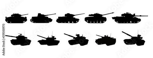Set of Military Tank Silhouette