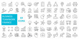 Set of 64 business teamwork finance icons, team building, work group and human resources. Outline icons collection. Line style - vector illustration