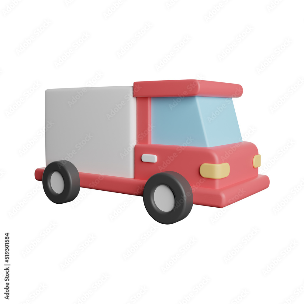 Delivery Truck Food 3D Rendering Illustration