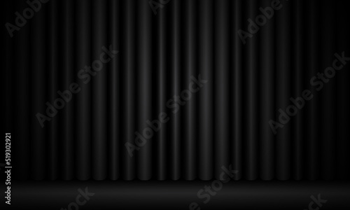 Obraz na plátně Black curtain illustration in opera or cinema on isolated background