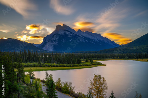 Sunrise above Vermilion Lakes in Banff National Park  Canada