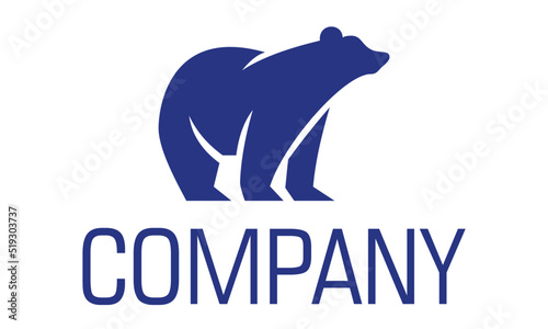 Blue Color Simple Polar Bear logo Design