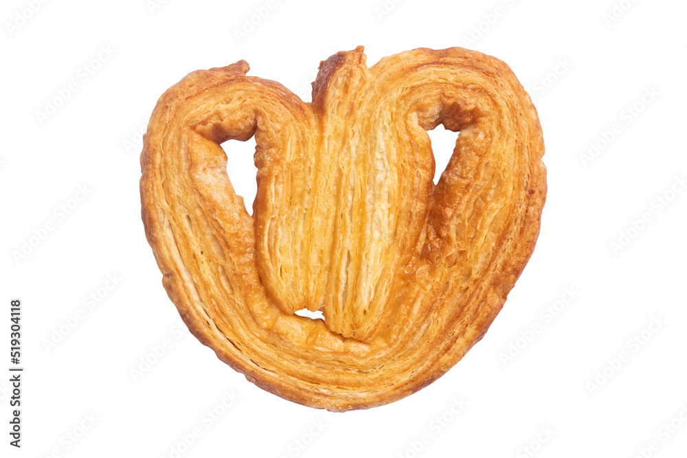 palmier isolated on white background. French pastry palmier isolated on white background. French pastry