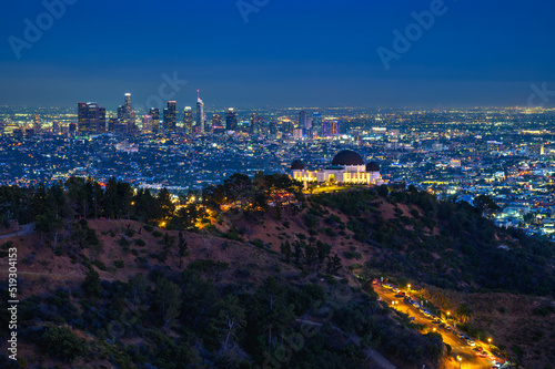 Canvas-taulu Griffith Observatory and Los Angeles skyline at night