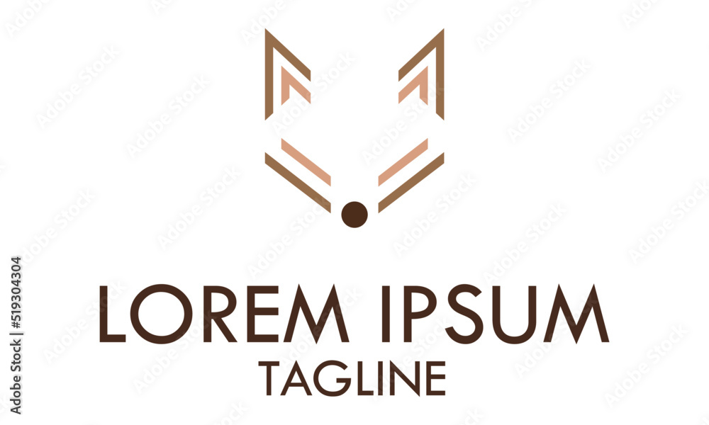 Brown Color Abstract Fox Line Art Logo Design Brown Color Abstract Fox Line Art Logo Design