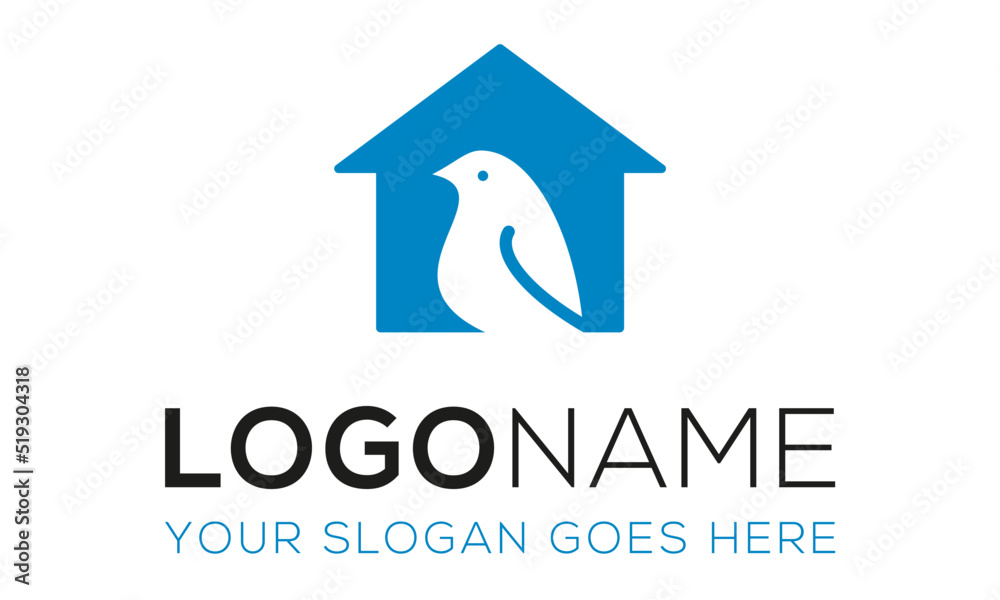 Blur Color Negative Space Bird Home Logo Design Blur Color Negative Space Bird Home Logo Design