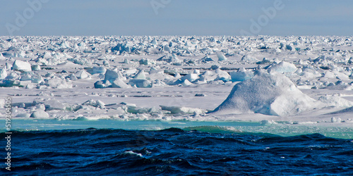 Sea Ice, Edge of Pack Ice 80º N, Arctic, Spitsbergen, Svalbard, Norway, Europe photo