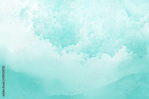 Mint abstract watercolor texture background. Green watercolour brush splash pattern. Pastel color background in paper art style. Vector turquoise illustration design