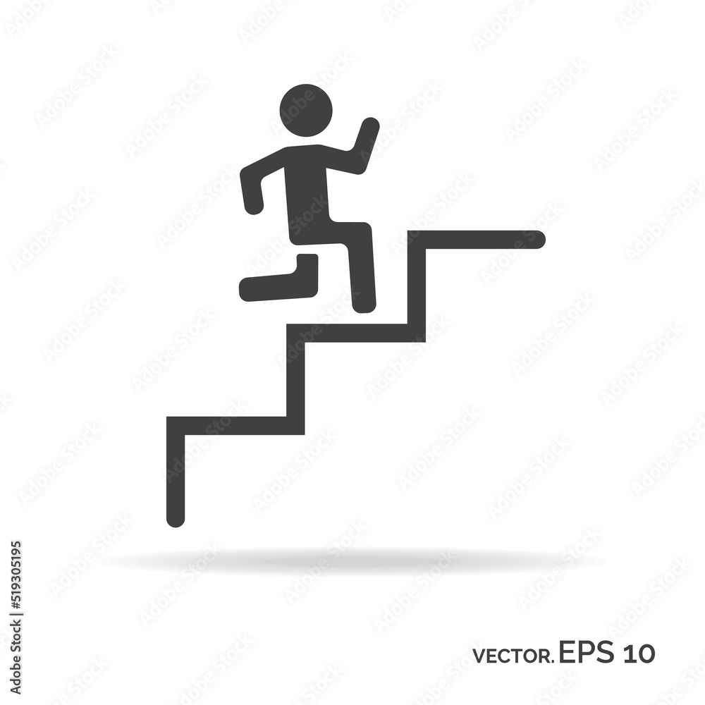 Running down the stairs man outline icon black color isolated on white background