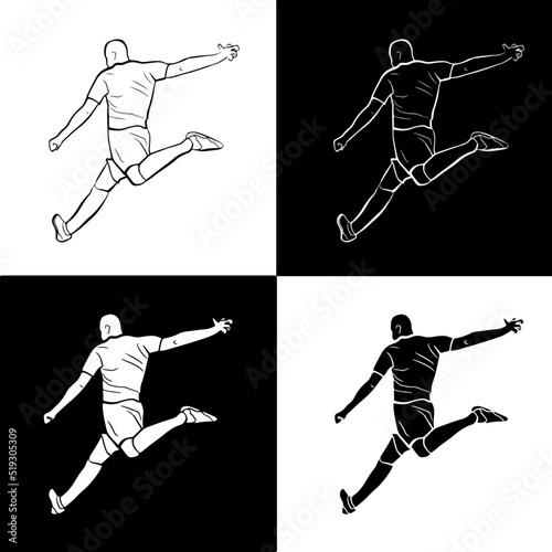 Set of logo images of shooting styles in football.
Beautifully depicting footwork to kick the ball.
Goal scoring with long shots in football.