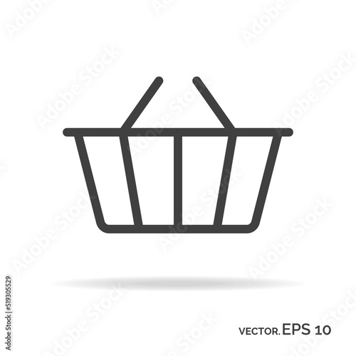 Shopping basket outline icon black color isolated on white background