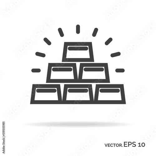 Gold bullion outline icon black color isolated on white background